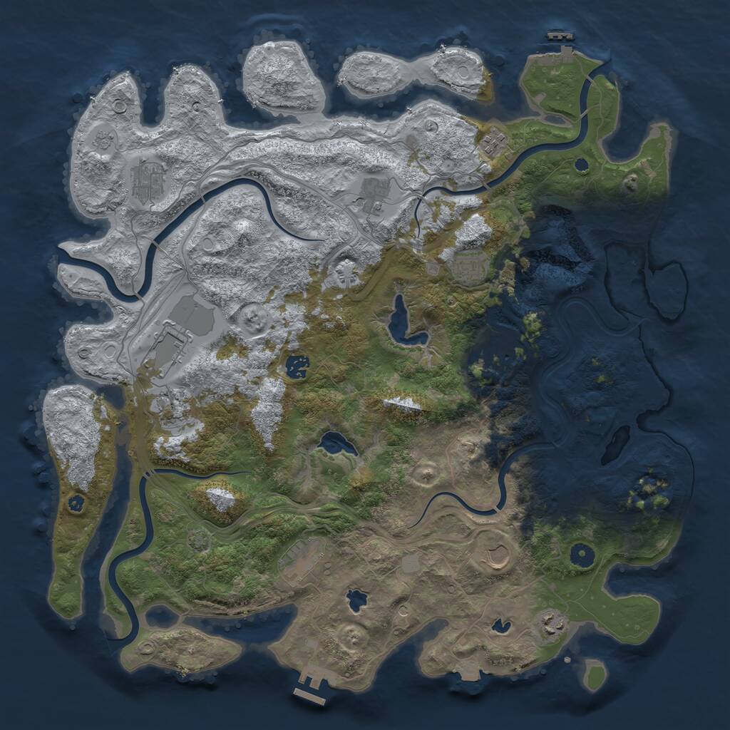 Rust Map: Procedural Map, Size: 4500, Seed: 254036011, 17 Monuments