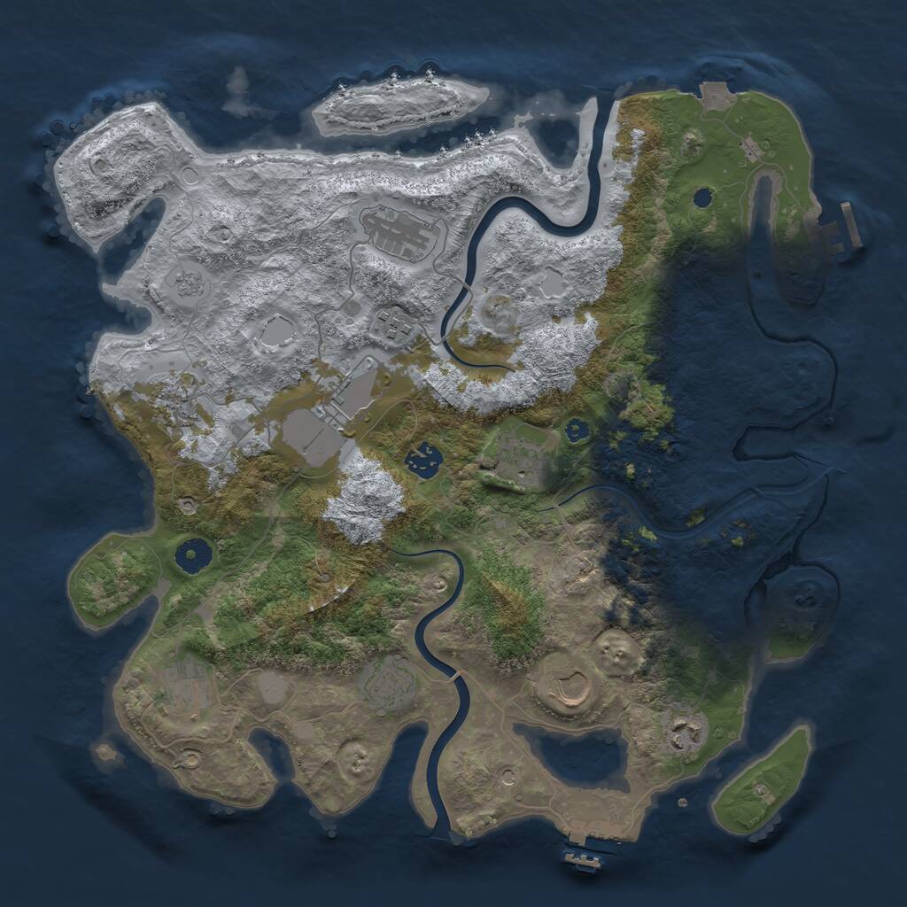 Rust Map: Procedural Map, Size: 3900, Seed: 836576766, 16 Monuments