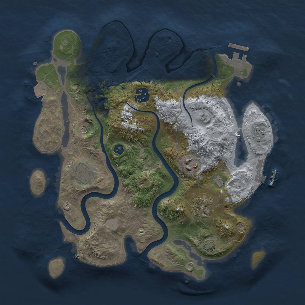 Rust Map: Procedural Map, Size: 3000, Seed: 16095, 10 Monuments