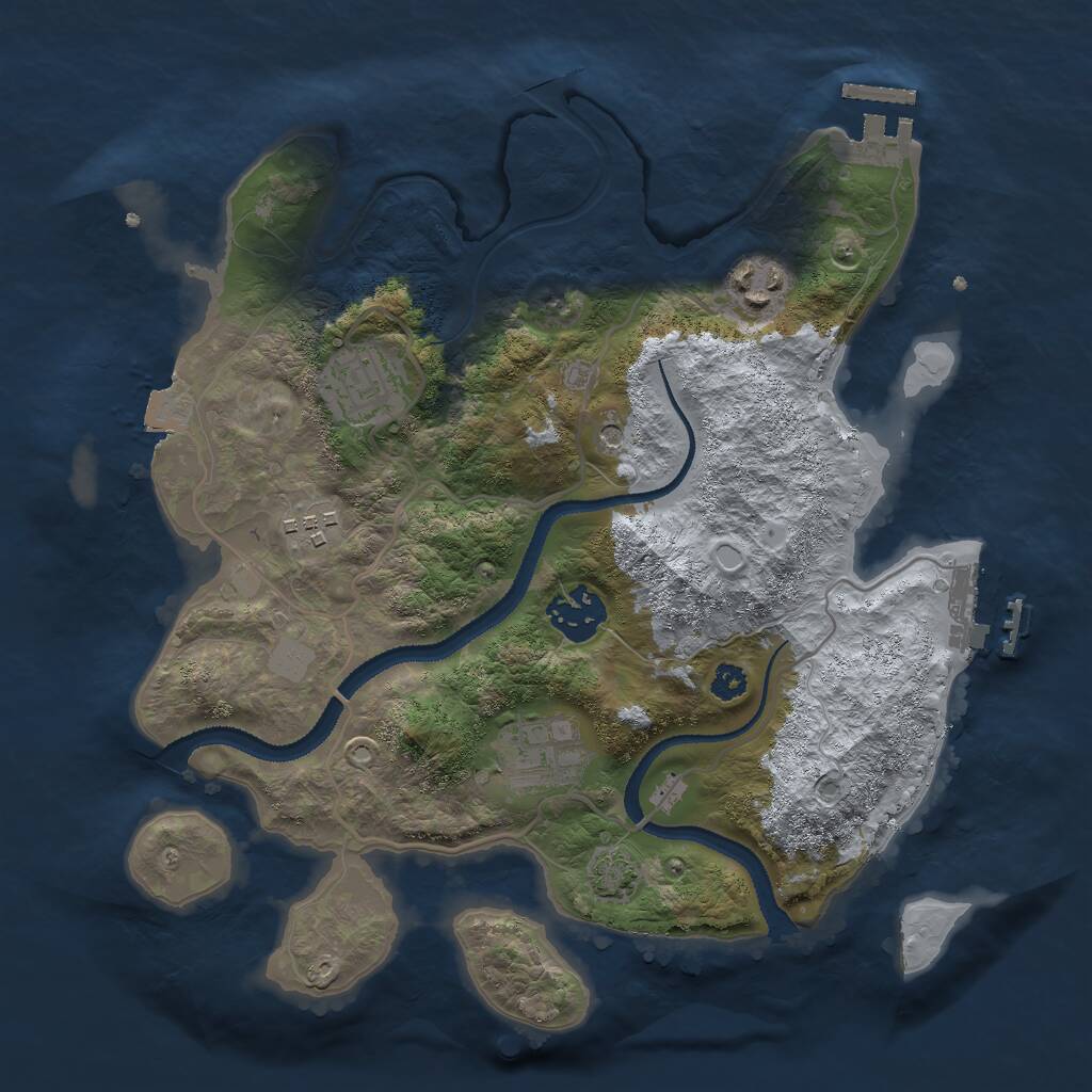 Rust Map: Procedural Map, Size: 3000, Seed: 57350, 10 Monuments