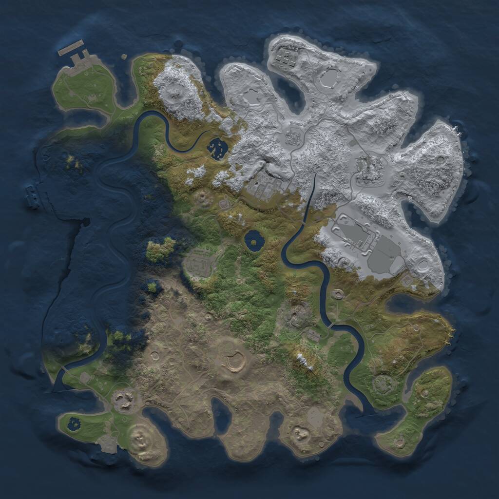 Rust Map: Procedural Map, Size: 3700, Seed: 2064966712, 14 Monuments