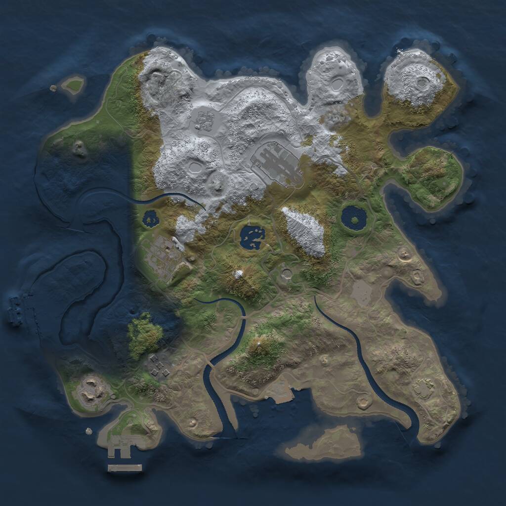 Rust Map: Procedural Map, Size: 3000, Seed: 344841543, 11 Monuments