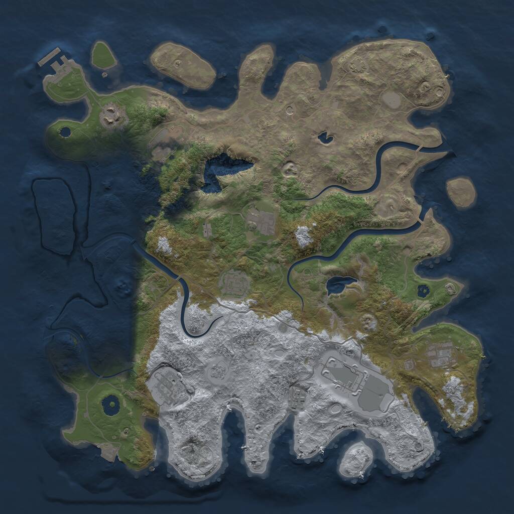 Rust Map: Procedural Map, Size: 4000, Seed: 493773382, 13 Monuments