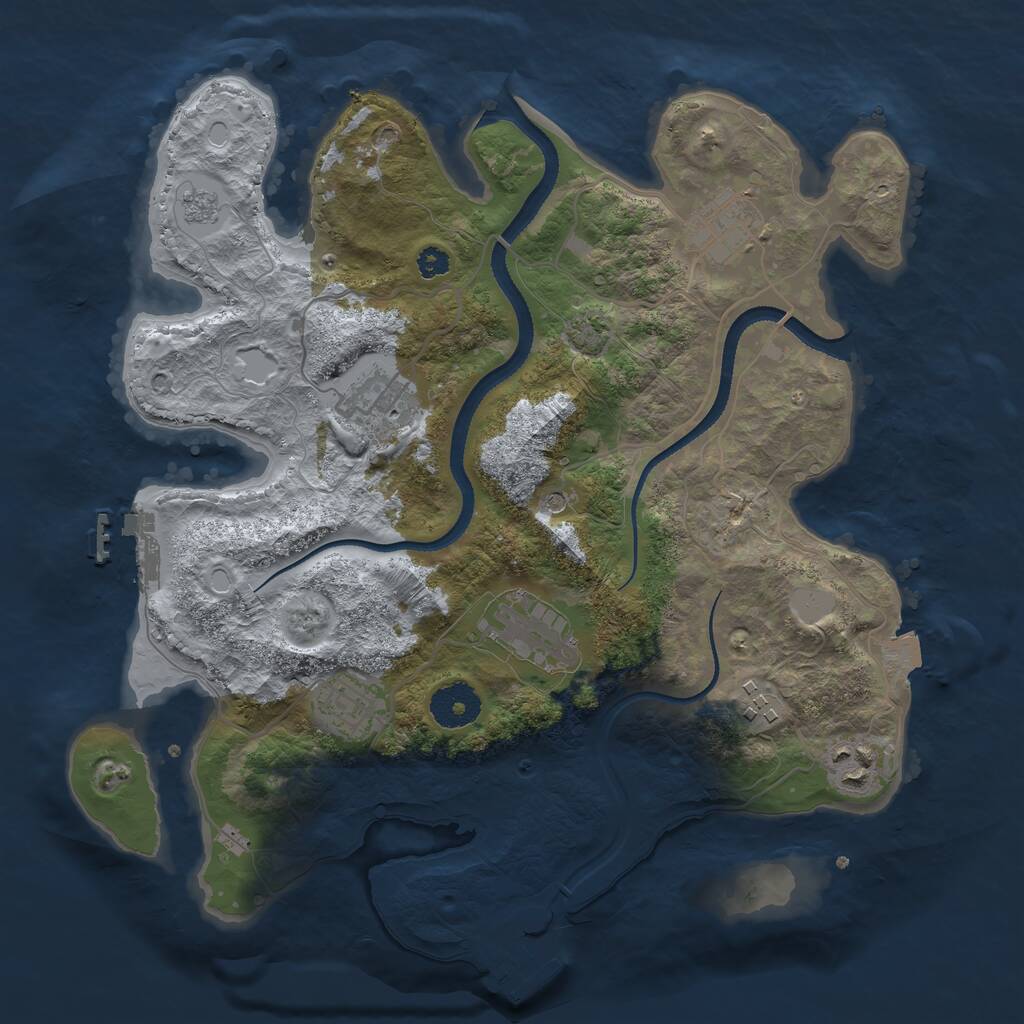 Rust Map: Procedural Map, Size: 3250, Seed: 879390443, 12 Monuments