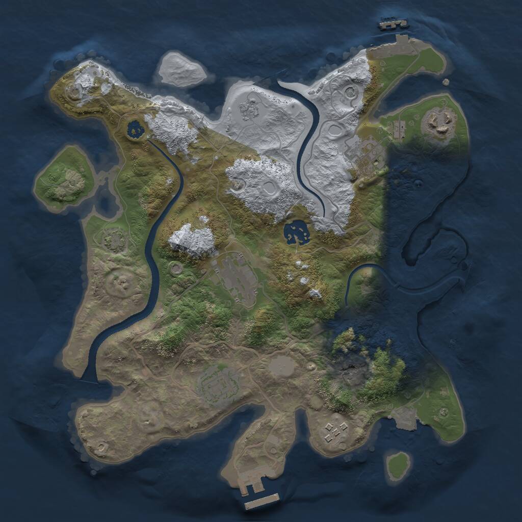 Rust Map: Procedural Map, Size: 3000, Seed: 40397462, 12 Monuments