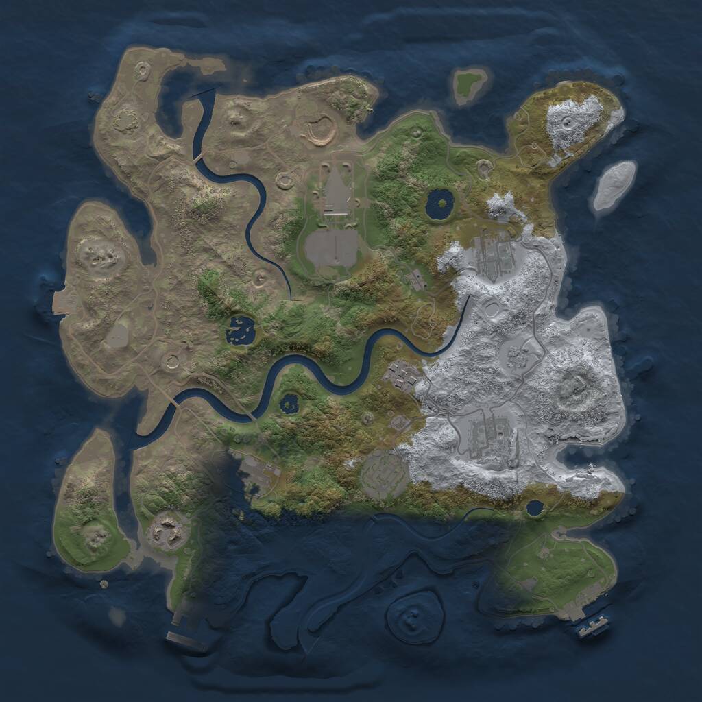 Rust Map: Procedural Map, Size: 3500, Seed: 658452, 15 Monuments
