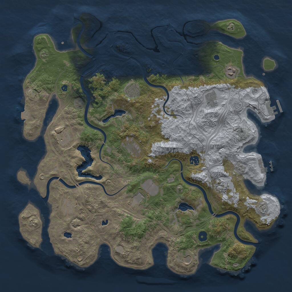 Rust Map: Procedural Map, Size: 4500, Seed: 2063966634, 17 Monuments