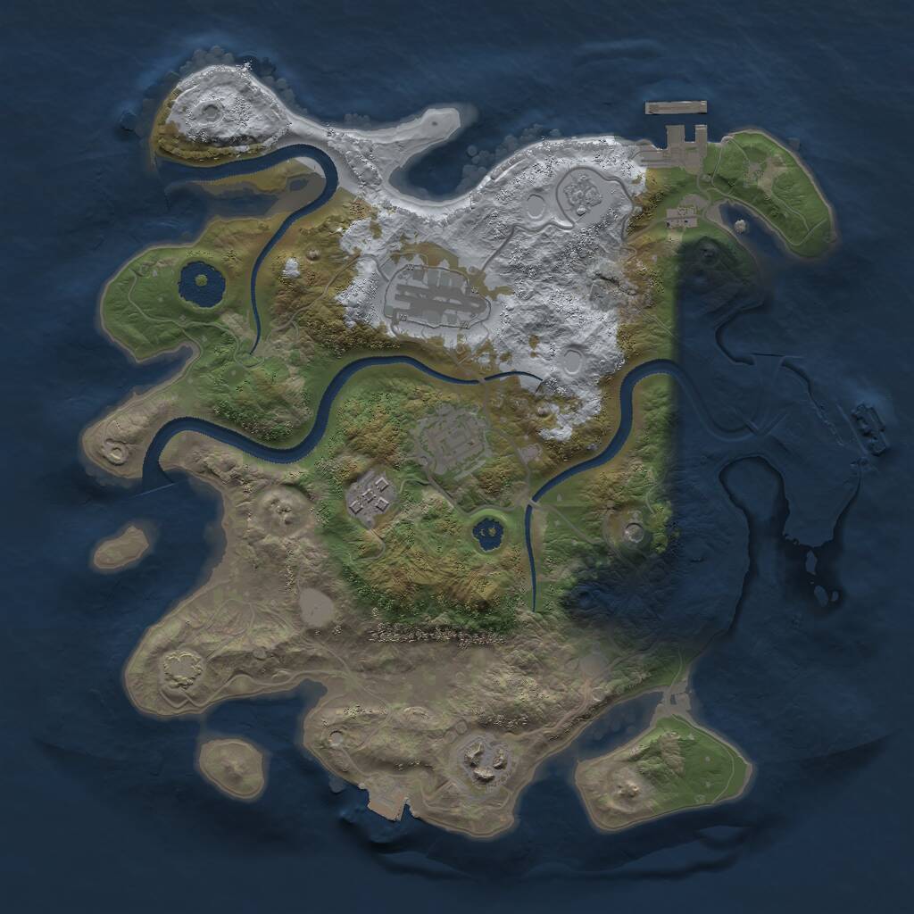 Rust Map: Procedural Map, Size: 3000, Seed: 456453637, 10 Monuments