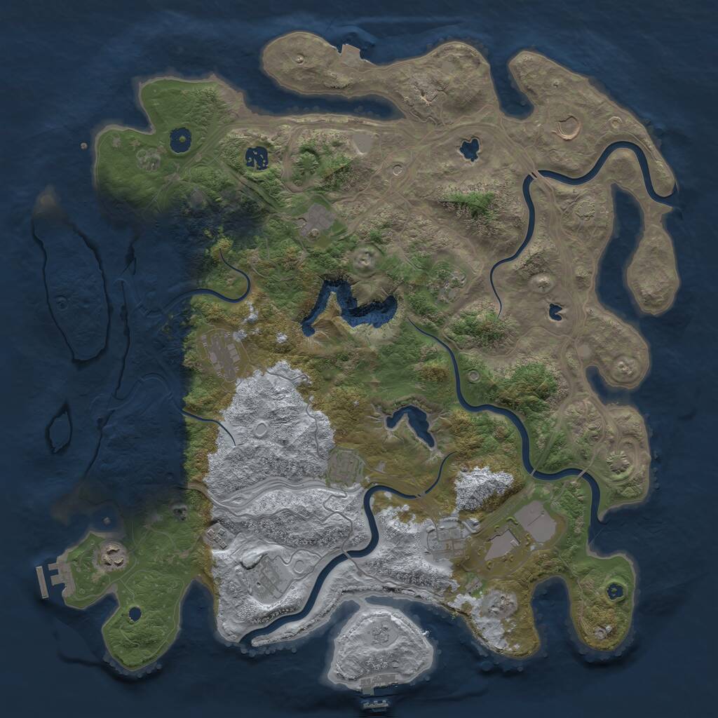 Rust Map: Procedural Map, Size: 4500, Seed: 280030262, 17 Monuments