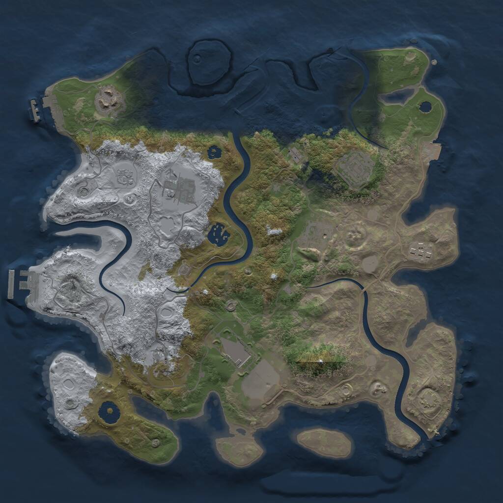 Rust Map: Procedural Map, Size: 3500, Seed: 1018683284, 14 Monuments