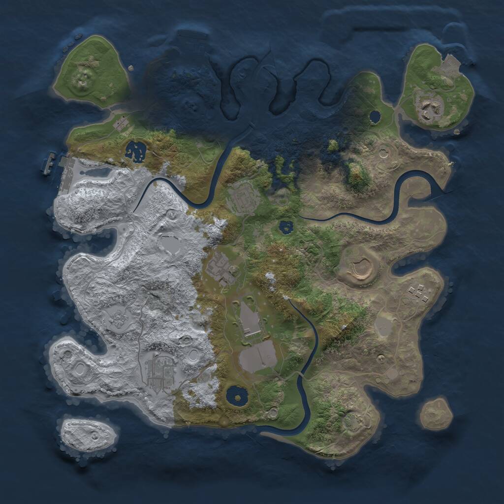 Rust Map: Procedural Map, Size: 3500, Seed: 775215415, 14 Monuments