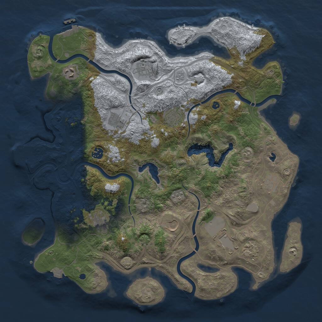 Rust Map: Procedural Map, Size: 4250, Seed: 407669093, 17 Monuments