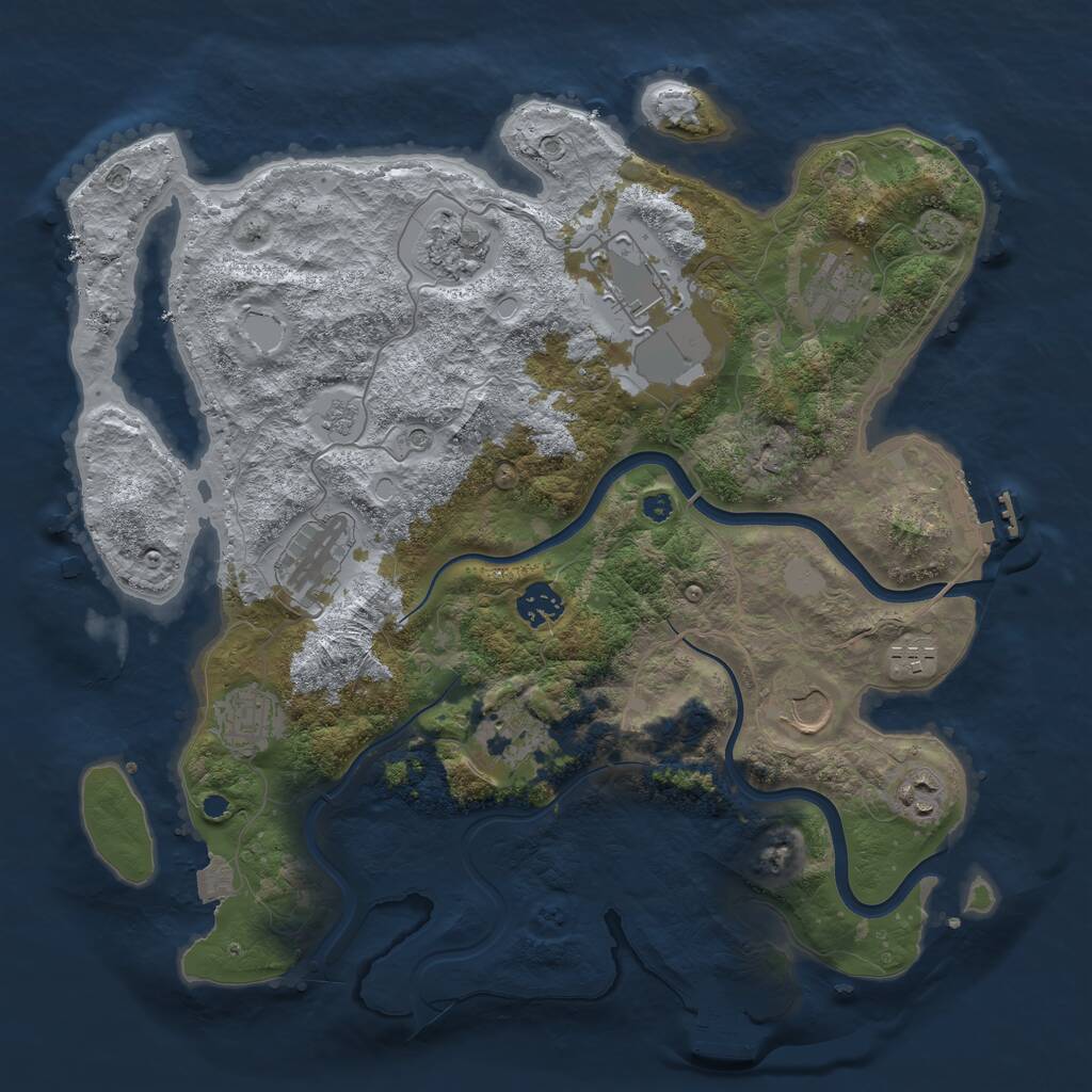 Rust Map: Procedural Map, Size: 3750, Seed: 1267677711, 16 Monuments