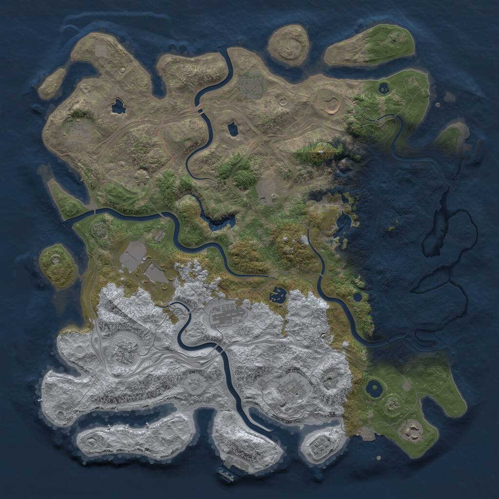 Rust Map: Procedural Map, Size: 4500, Seed: 32563256, 17 Monuments