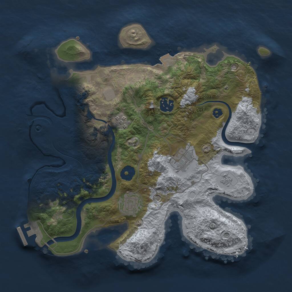 Rust Map: Procedural Map, Size: 3000, Seed: 1786478173, 9 Monuments