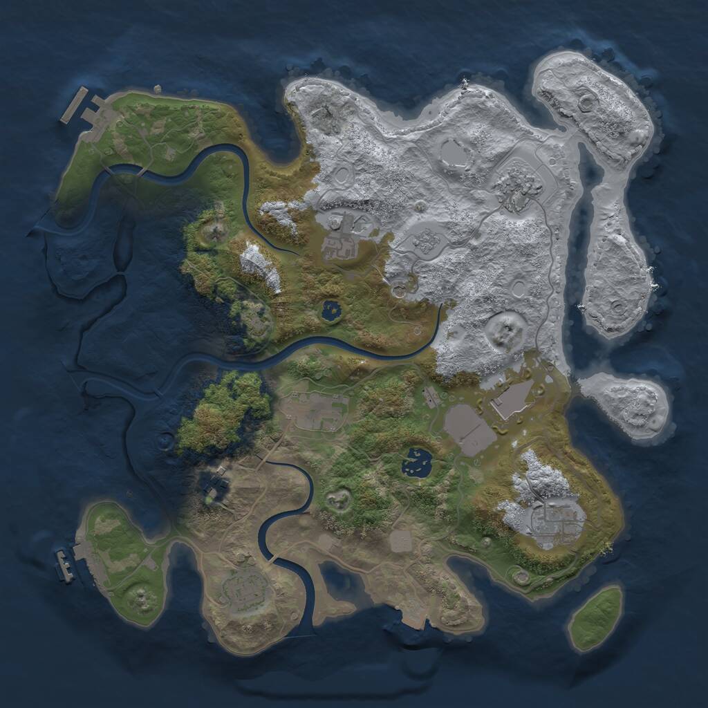 Rust Map: Procedural Map, Size: 3500, Seed: 413301230, 14 Monuments