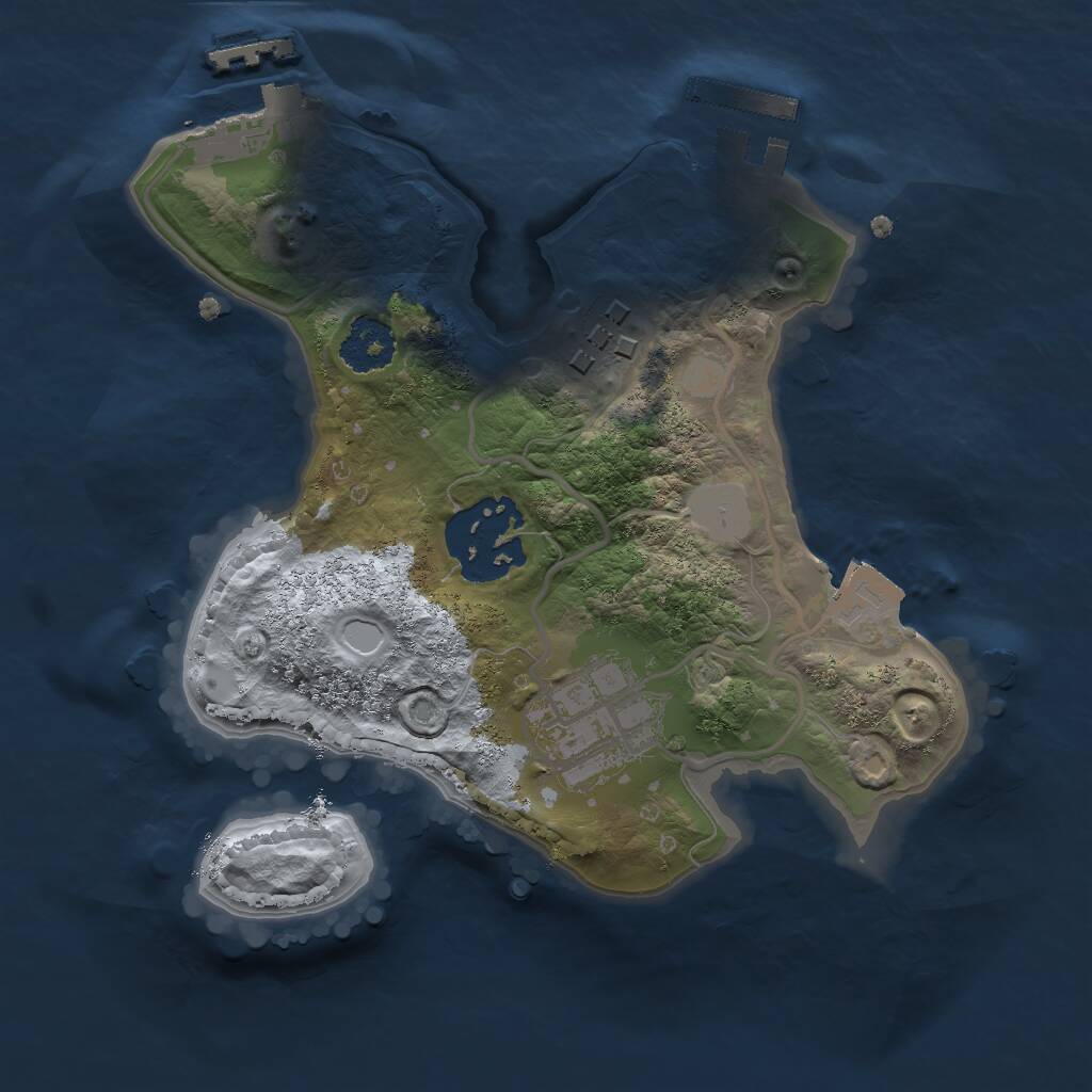 Rust Map: Procedural Map, Size: 2000, Seed: 1412104854, 6 Monuments