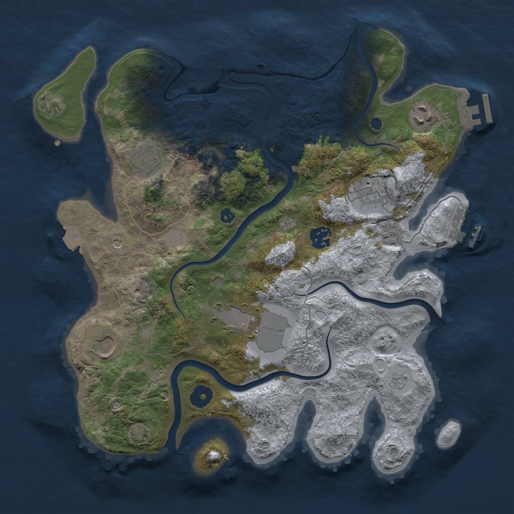 Rust Map: Procedural Map, Size: 3500, Seed: 2066984365, 13 Monuments