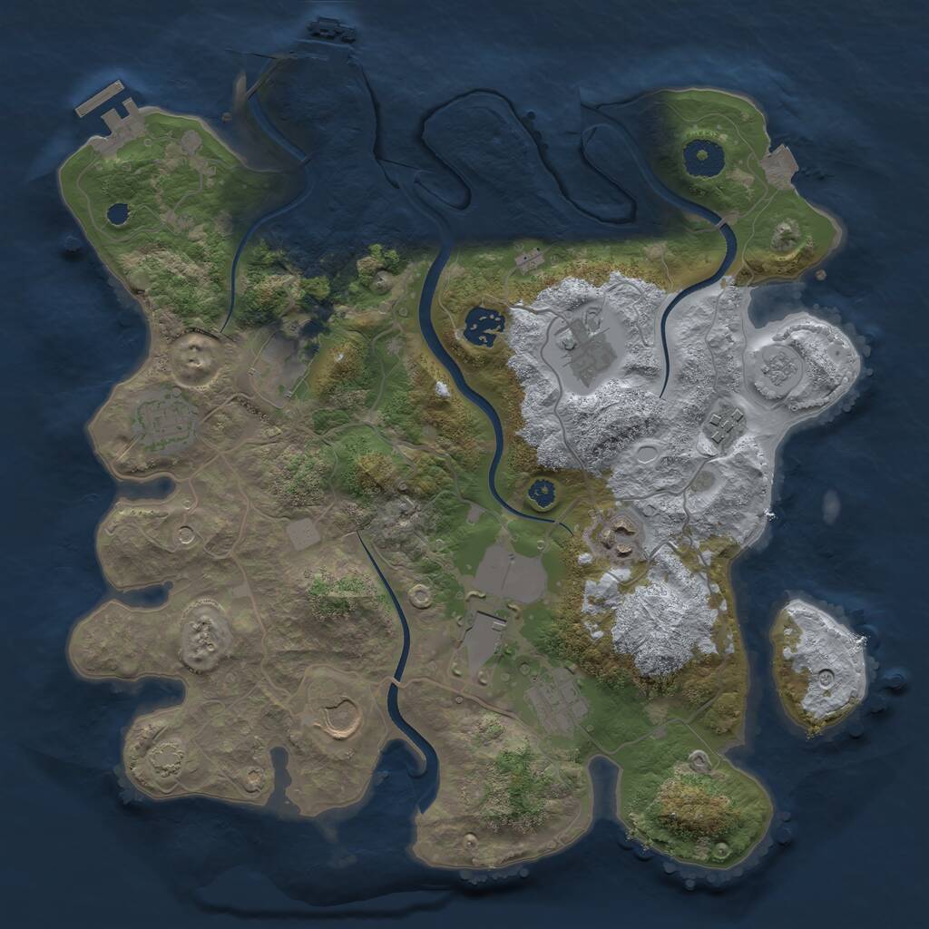 Rust Map: Procedural Map, Size: 3500, Seed: 349128528, 15 Monuments