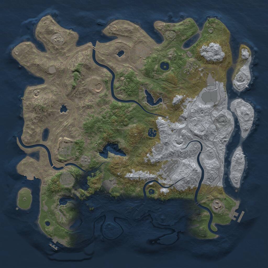 Rust Map: Procedural Map, Size: 4500, Seed: 1321930362, 17 Monuments