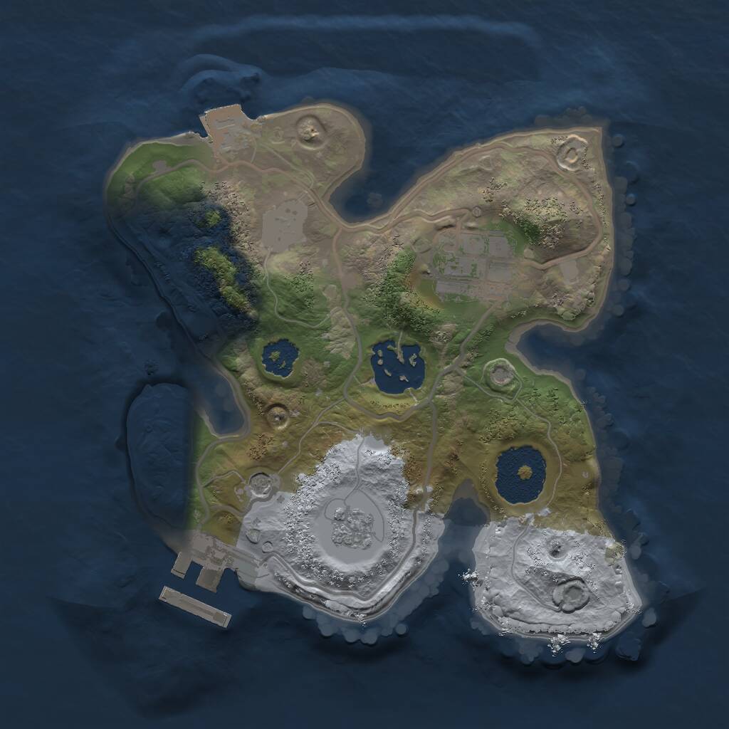 Rust Map: Procedural Map, Size: 2000, Seed: 32585, 6 Monuments