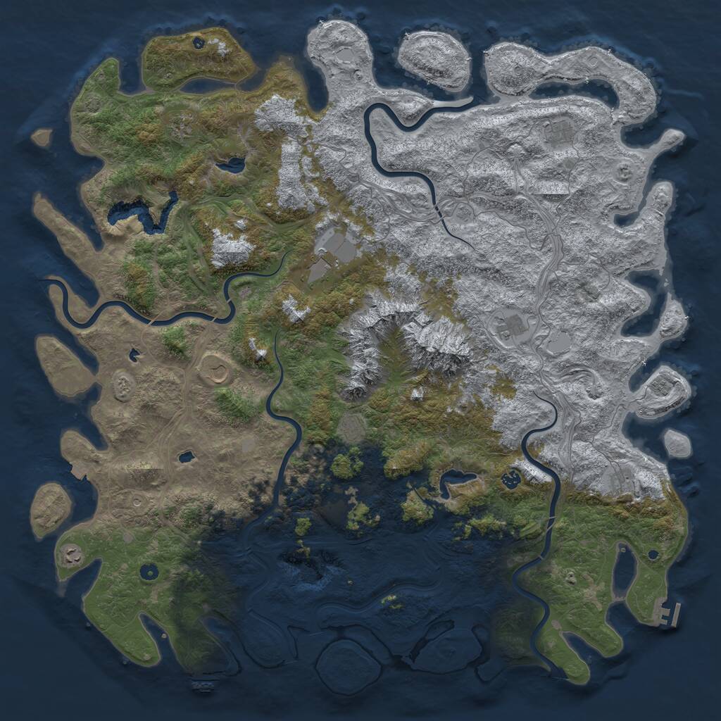 Rust Map: Procedural Map, Size: 6000, Seed: 202101833, 17 Monuments