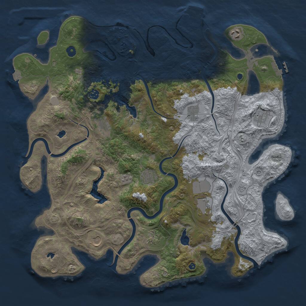 Rust Map: Procedural Map, Size: 4500, Seed: 52984979, 16 Monuments