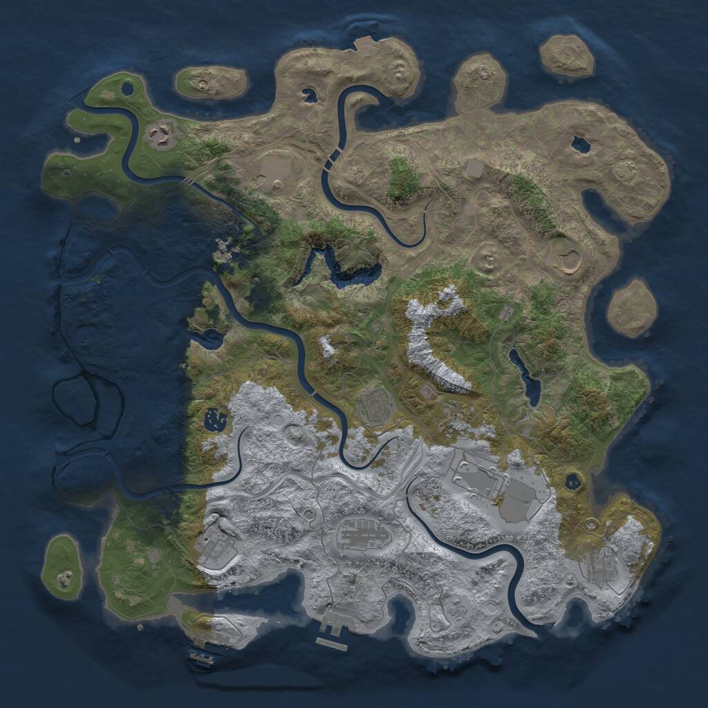 Rust Map: Procedural Map, Size: 4500, Seed: 618602596, 17 Monuments