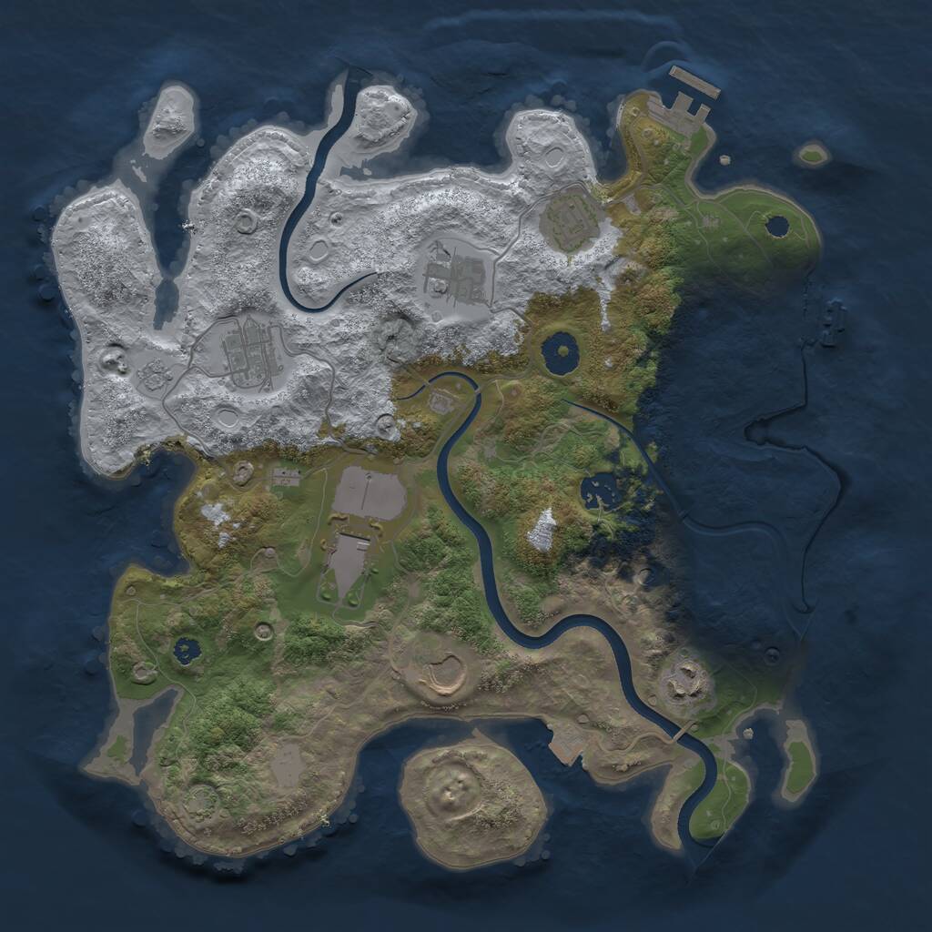 Rust Map: Procedural Map, Size: 3500, Seed: 1765279329, 13 Monuments