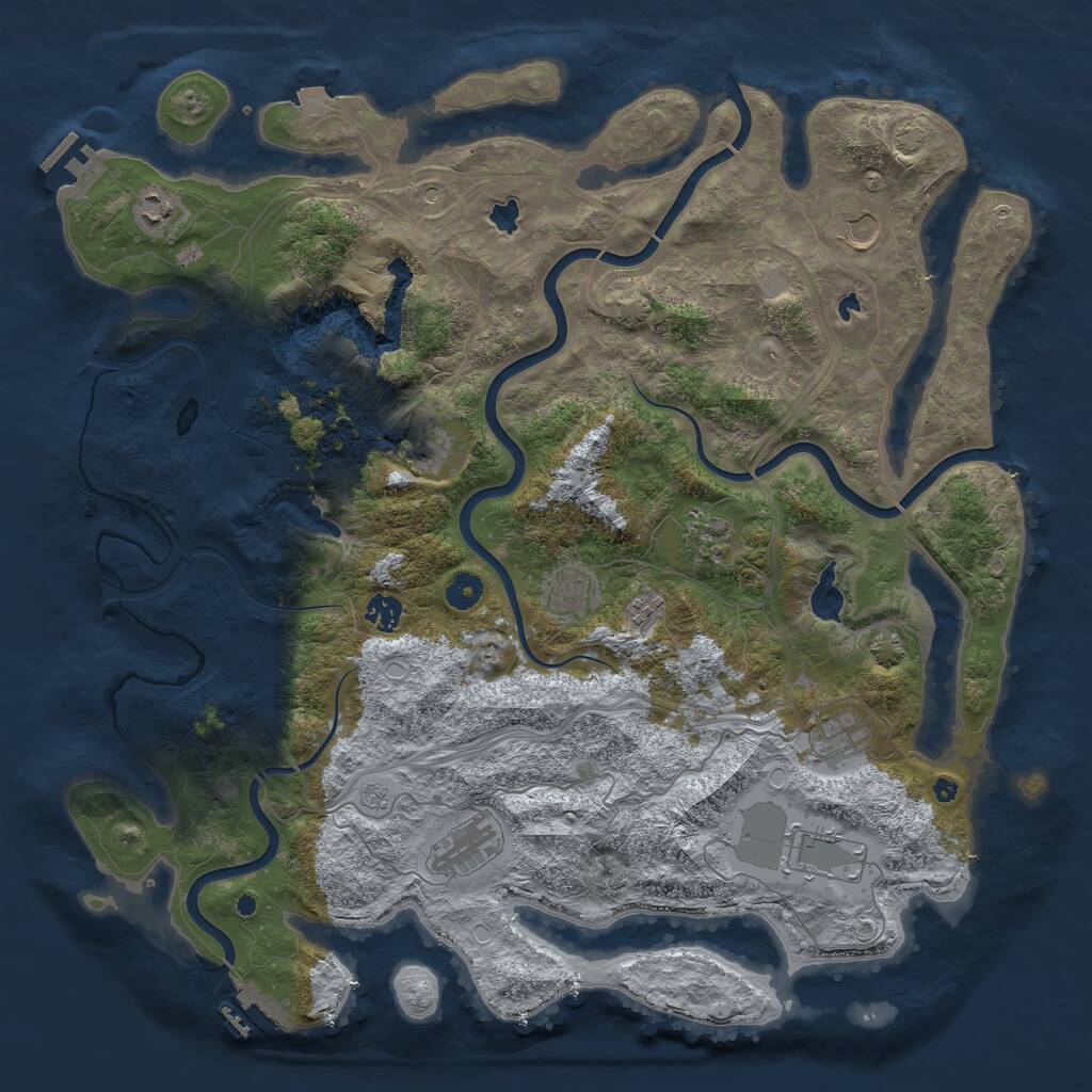 Rust Map: Procedural Map, Size: 4500, Seed: 1944403828, 16 Monuments