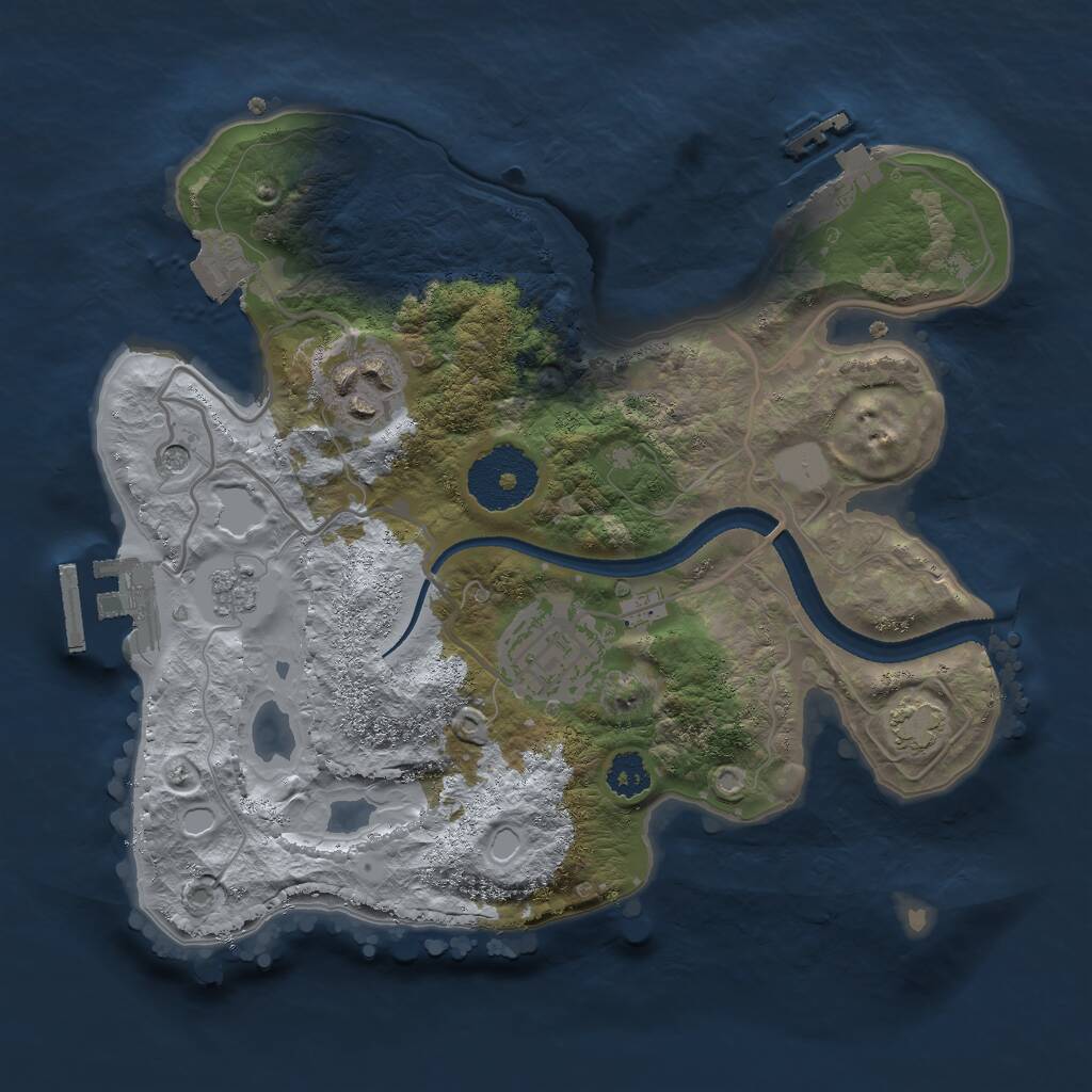 Rust Map: Procedural Map, Size: 2500, Seed: 573930120, 8 Monuments