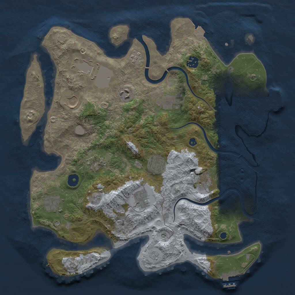 Rust Map: Procedural Map, Size: 3700, Seed: 993252712, 17 Monuments