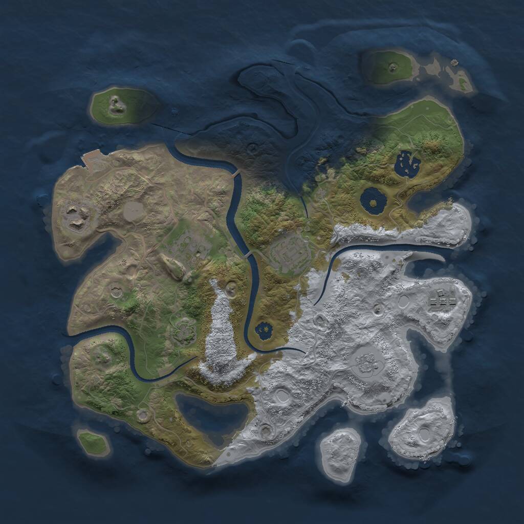 Rust Map: Procedural Map, Size: 3000, Seed: 16031, 9 Monuments