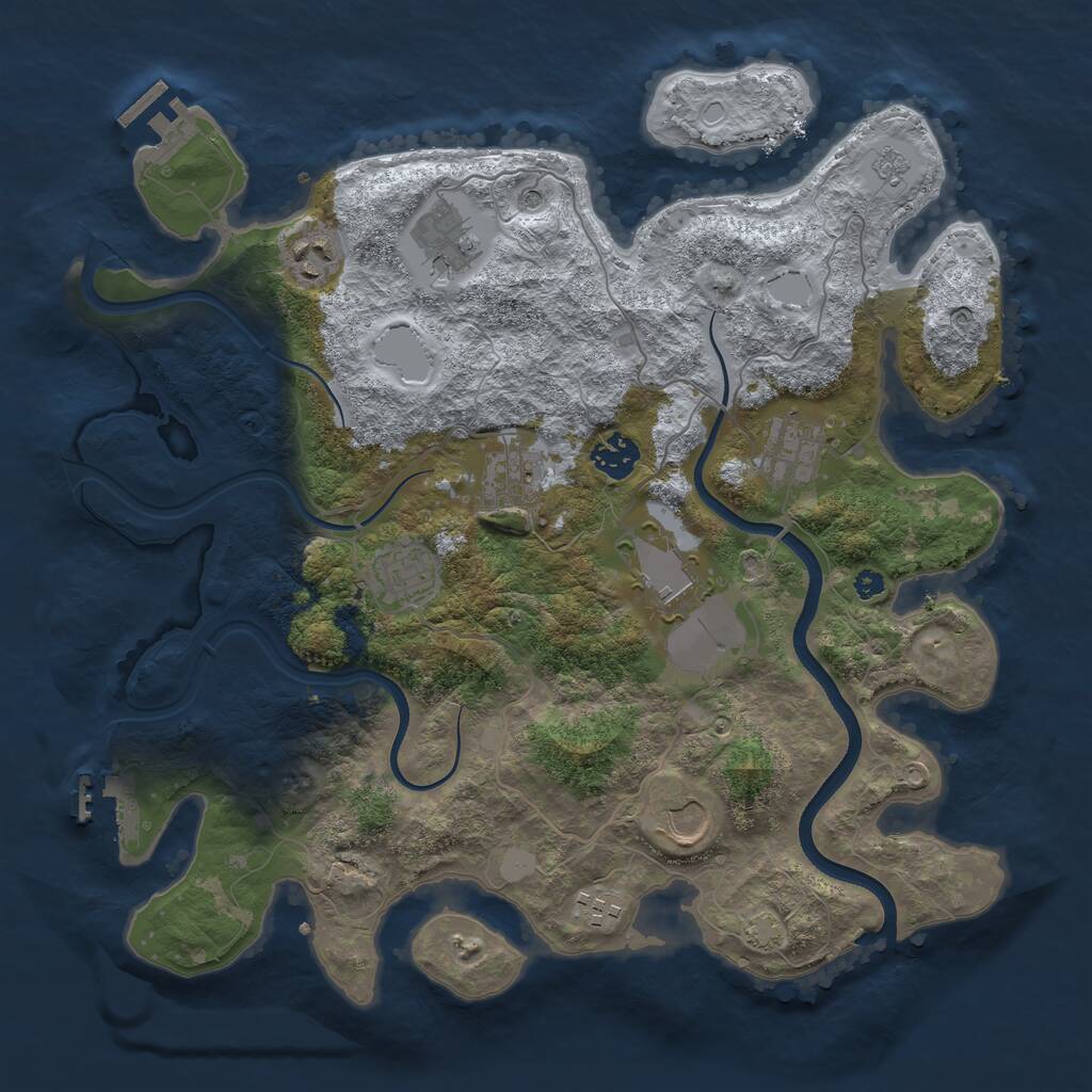 Rust Map: Procedural Map, Size: 3650, Seed: 755177915, 15 Monuments
