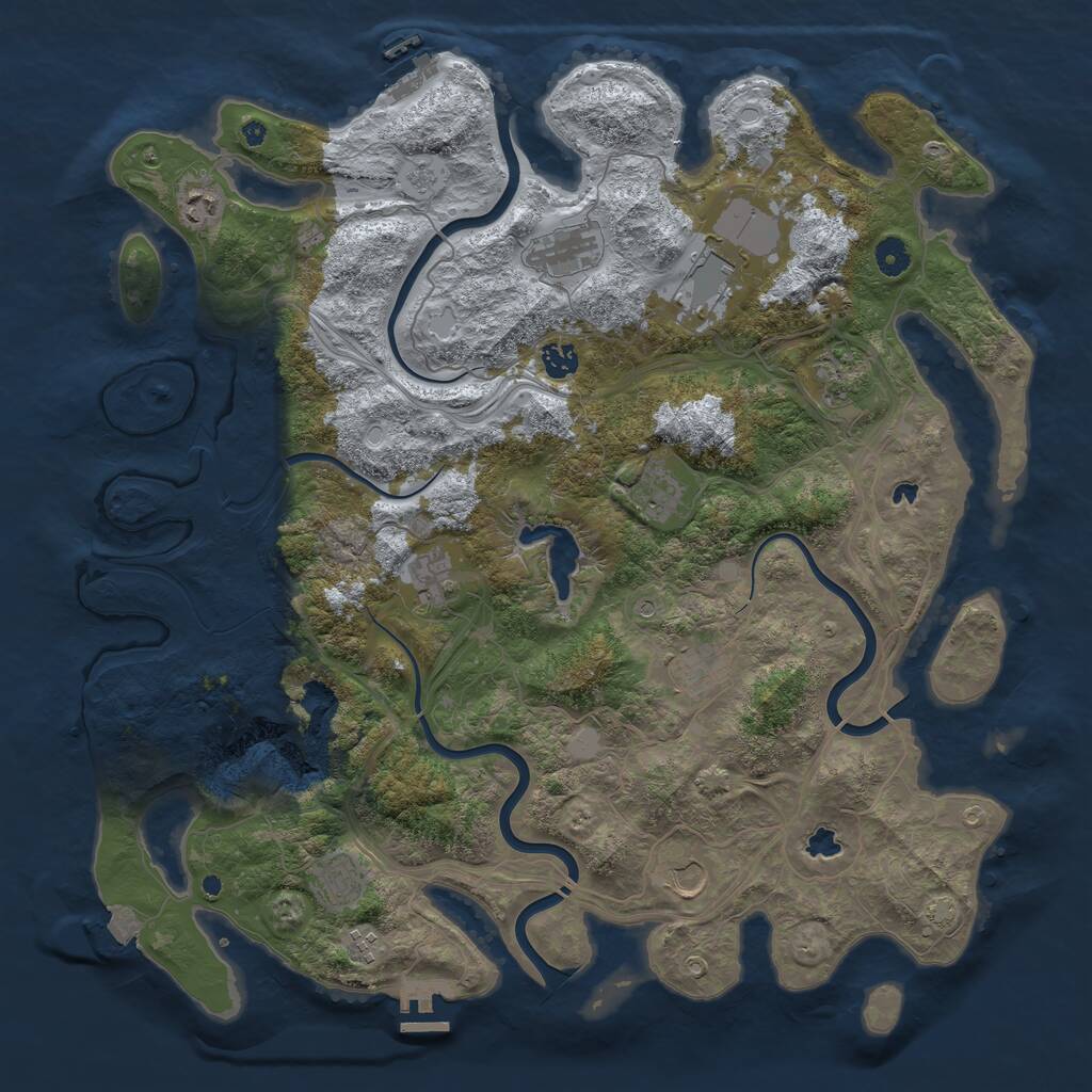 Rust Map: Procedural Map, Size: 4500, Seed: 1395036149, 17 Monuments