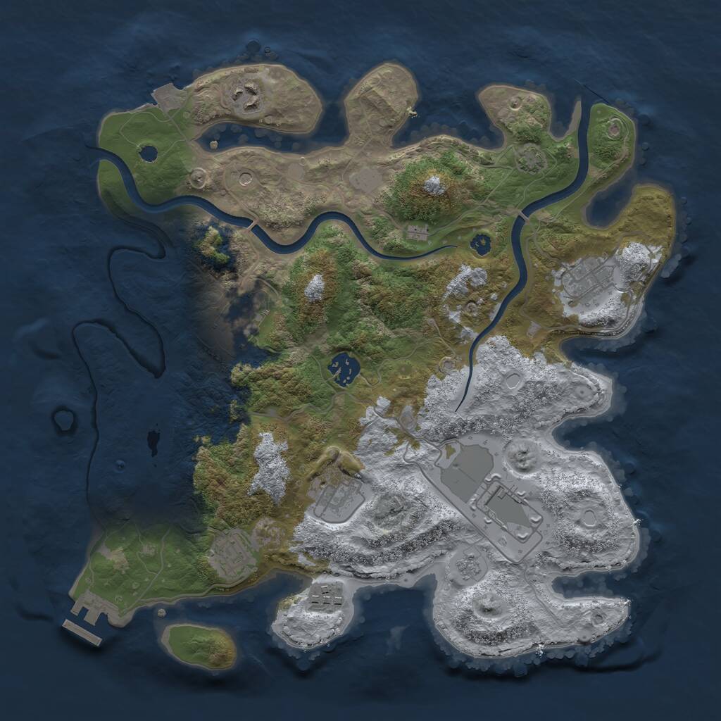 Rust Map: Procedural Map, Size: 3500, Seed: 1387921570, 13 Monuments