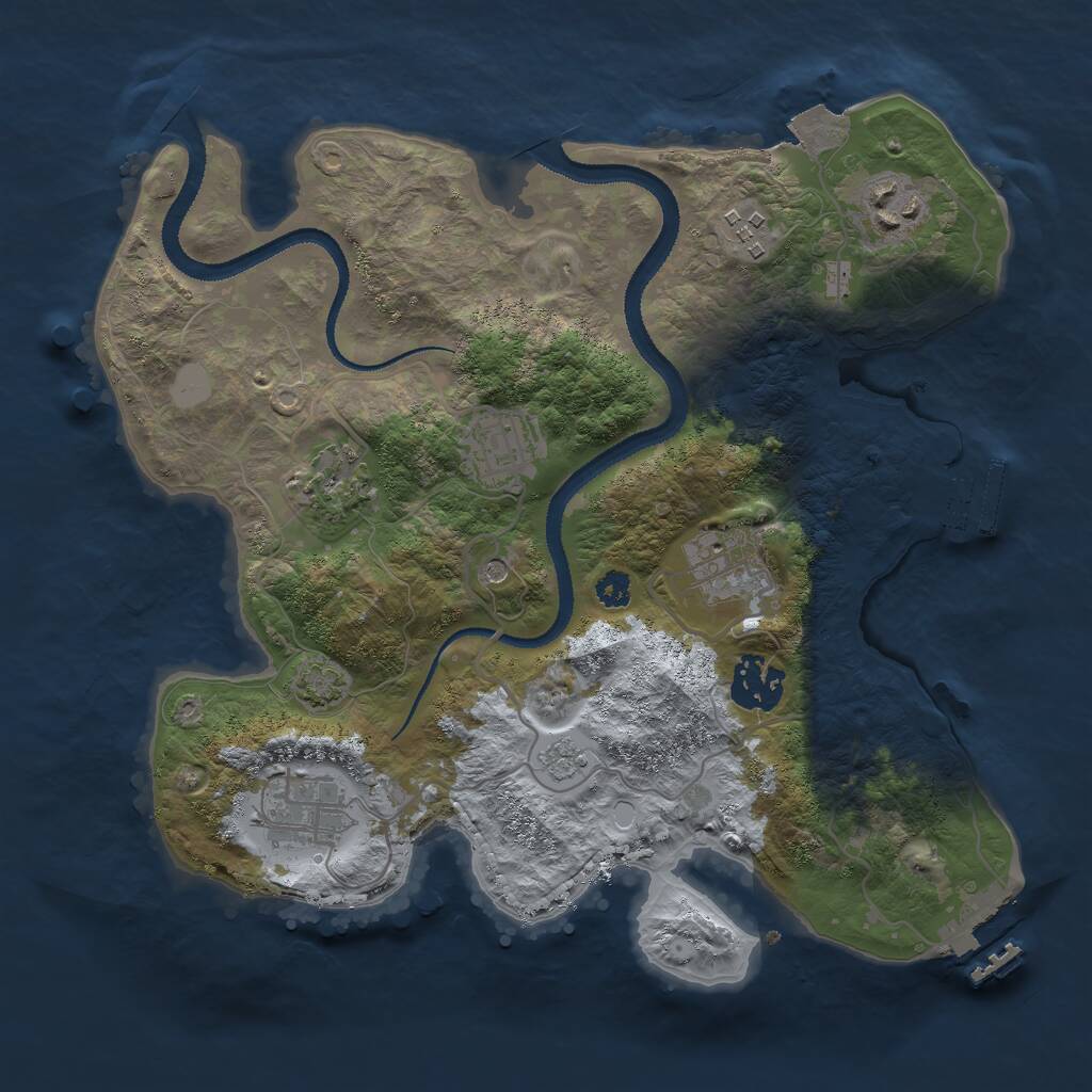 Rust Map: Procedural Map, Size: 3000, Seed: 1935173658, 13 Monuments