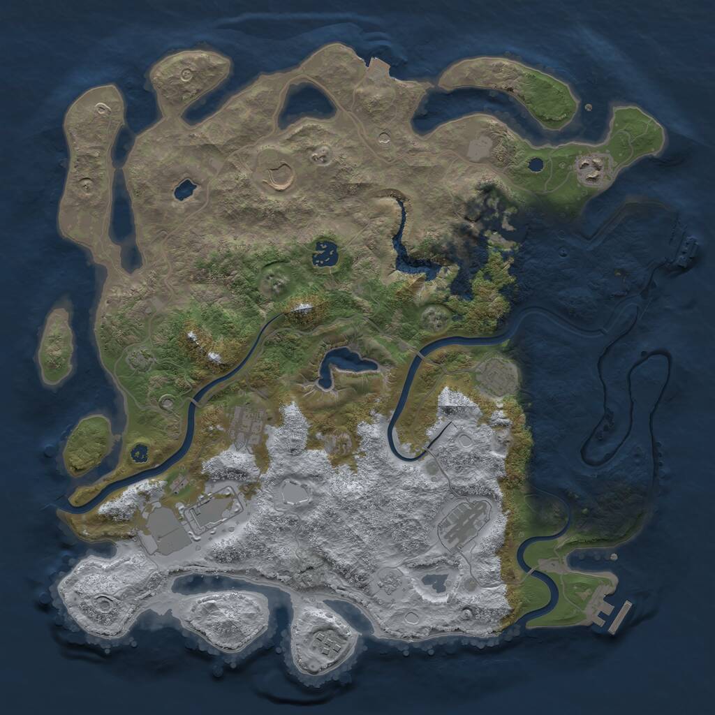 Rust Map: Procedural Map, Size: 4000, Seed: 954624, 15 Monuments