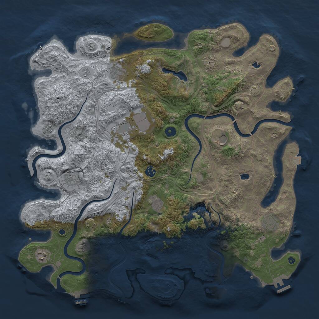 Rust Map: Procedural Map, Size: 4500, Seed: 70382, 16 Monuments