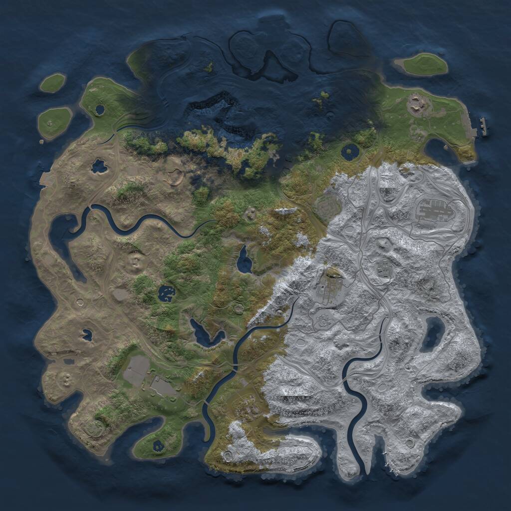 Rust Map: Procedural Map, Size: 4500, Seed: 514071236, 16 Monuments