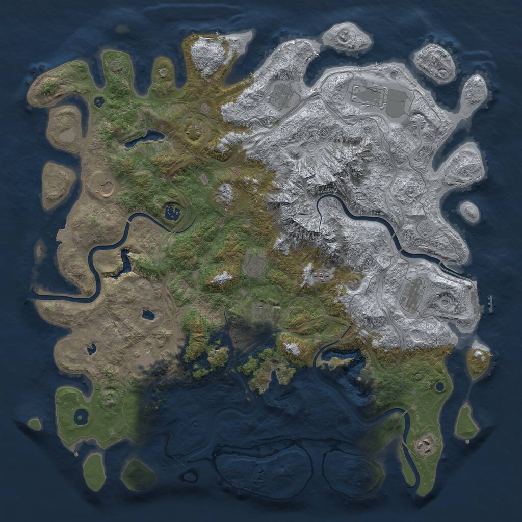 Rust Map: Procedural Map, Size: 5000, Seed: 98410, 16 Monuments