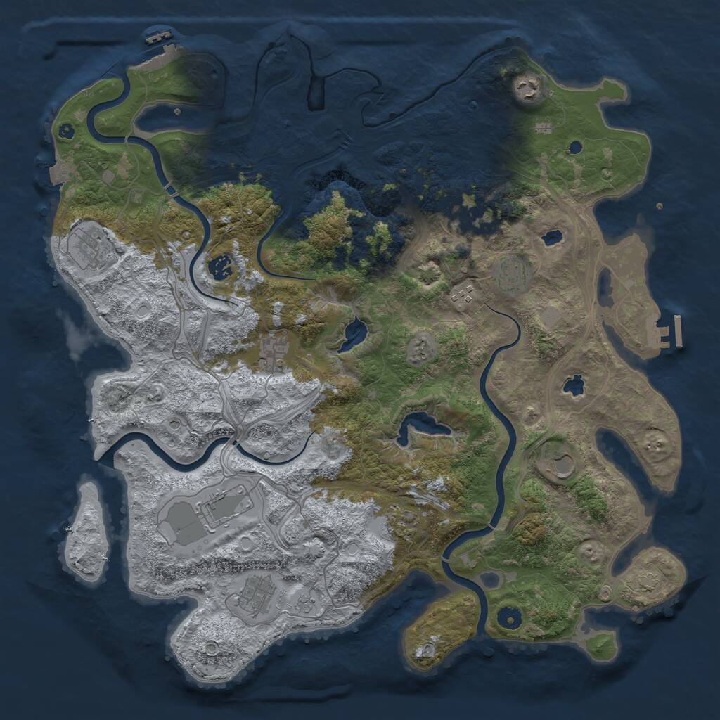 Rust Map: Procedural Map, Size: 4500, Seed: 4678785, 17 Monuments