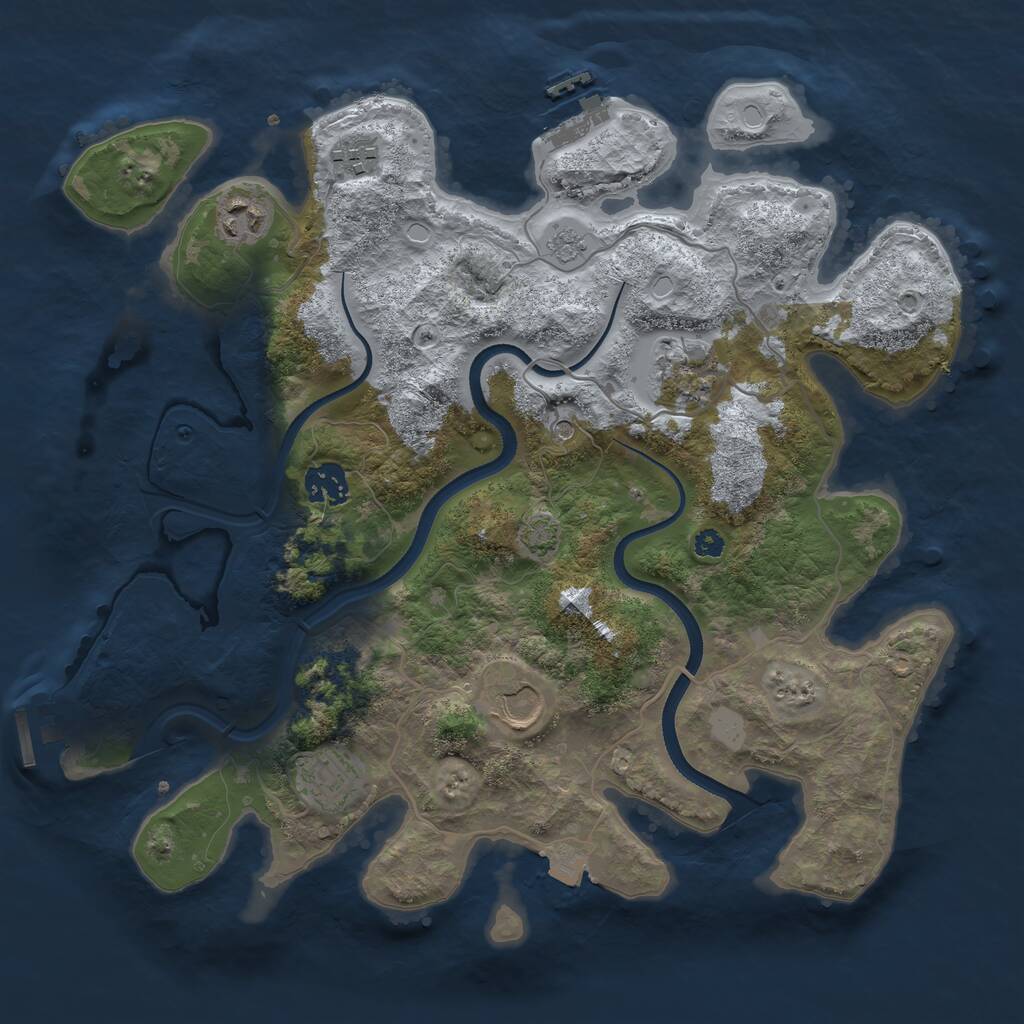 Rust Map: Procedural Map, Size: 3500, Seed: 657085486, 12 Monuments