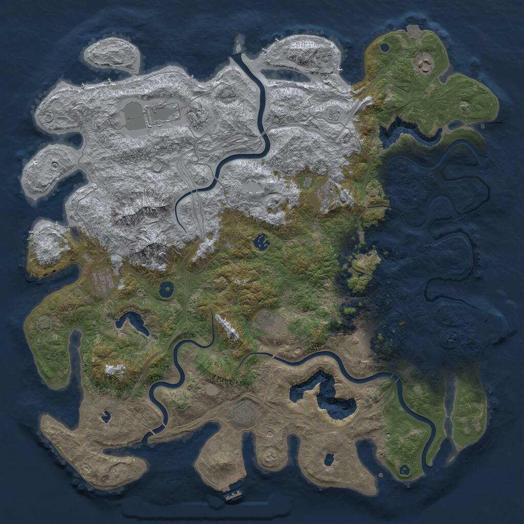 Rust Map: Procedural Map, Size: 5000, Seed: 45635, 16 Monuments