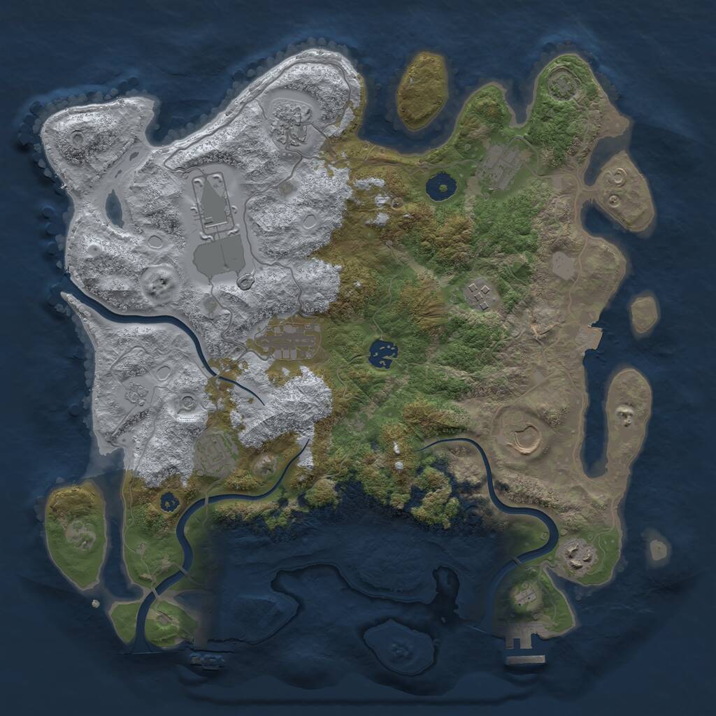 Rust Map: Procedural Map, Size: 3750, Seed: 1091747311, 15 Monuments