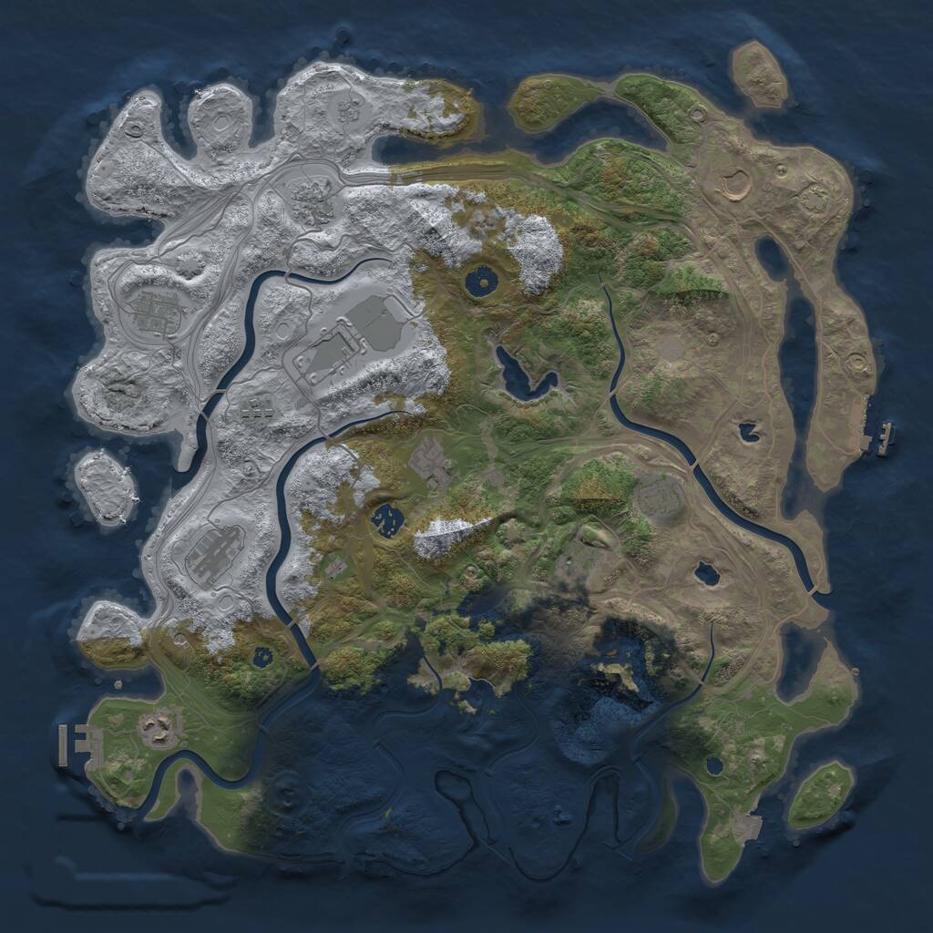 Rust Map: Procedural Map, Size: 4500, Seed: 1775363630, 17 Monuments