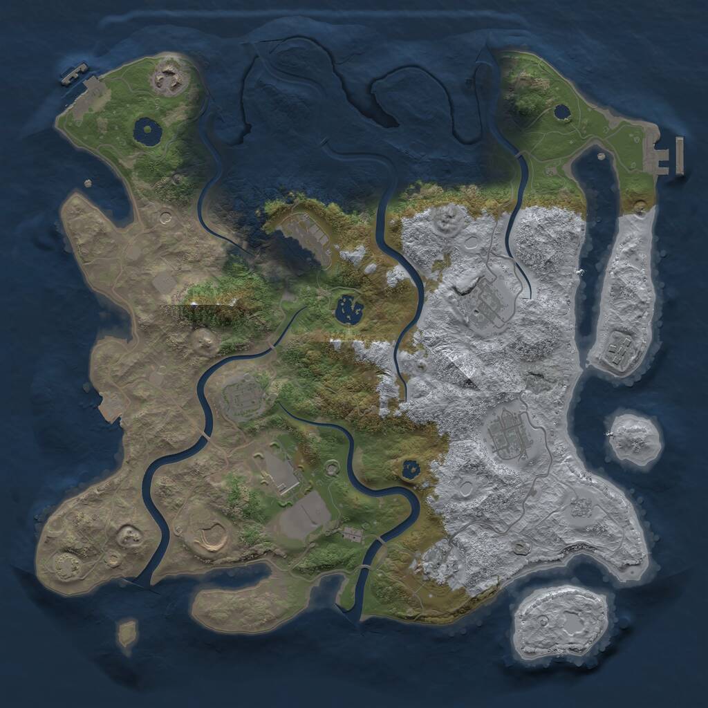 Rust Map: Procedural Map, Size: 3750, Seed: 1201303499, 16 Monuments