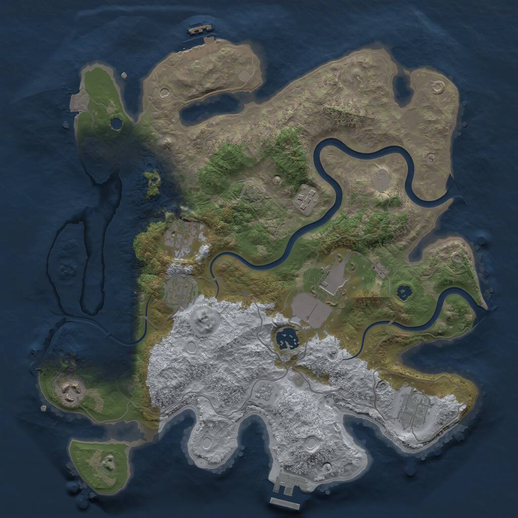 Rust Map: Procedural Map, Size: 3500, Seed: 1162579596, 13 Monuments
