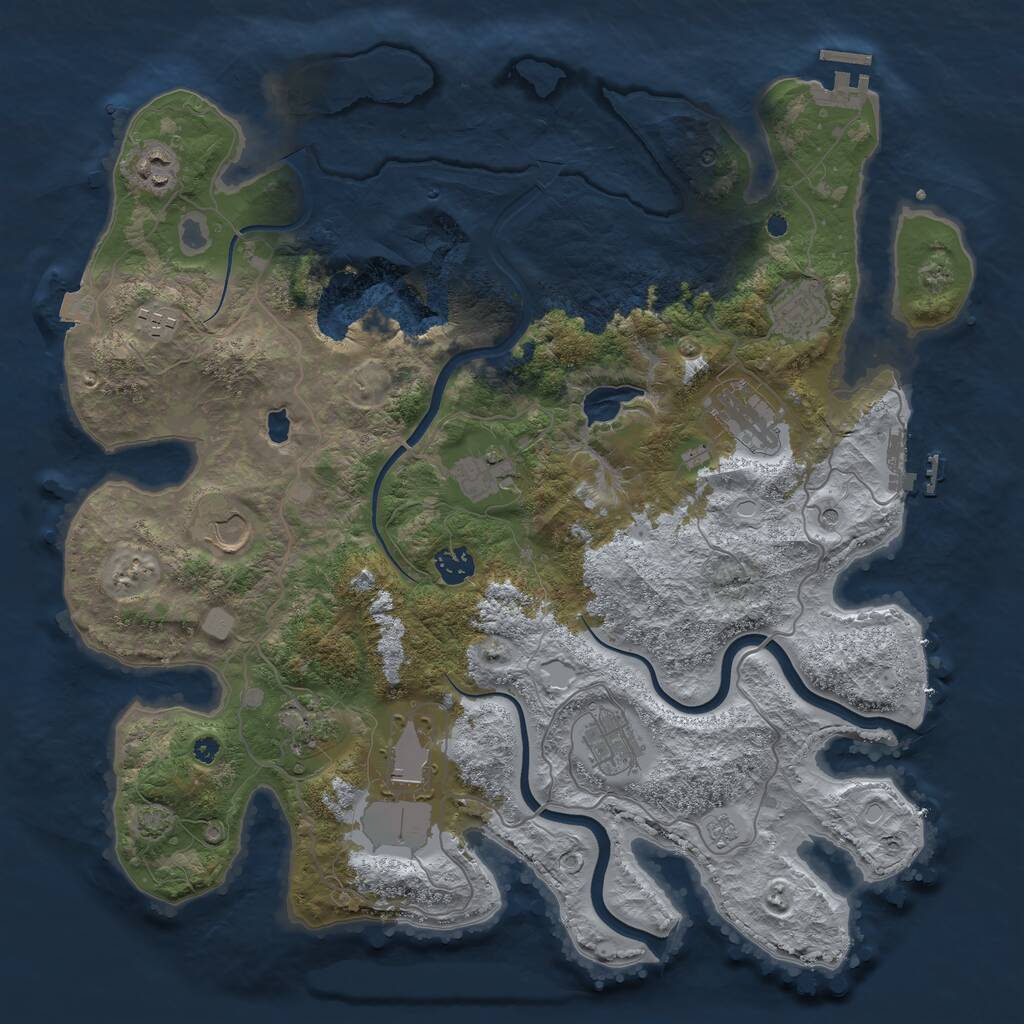 Rust Map: Procedural Map, Size: 4000, Seed: 200173, 16 Monuments