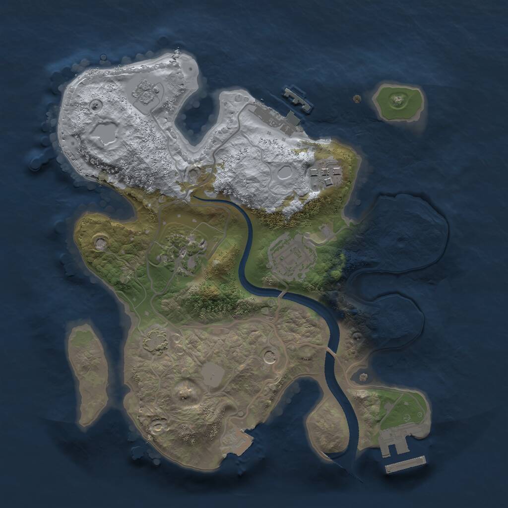 Rust Map: Procedural Map, Size: 2500, Seed: 501230, 9 Monuments